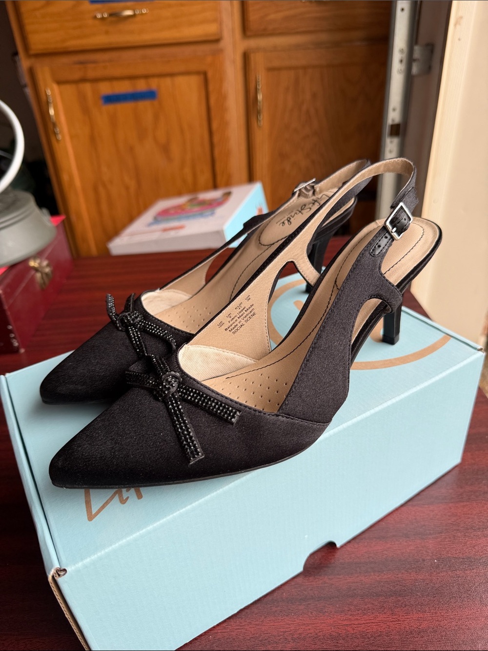 Life Stride Social Scene Black Slingback Heels